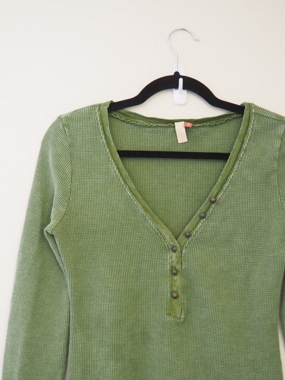 Anthropologie Pilcro Green Waffle Knit Long Sleeve Henley sz M - Picture 3 of 7